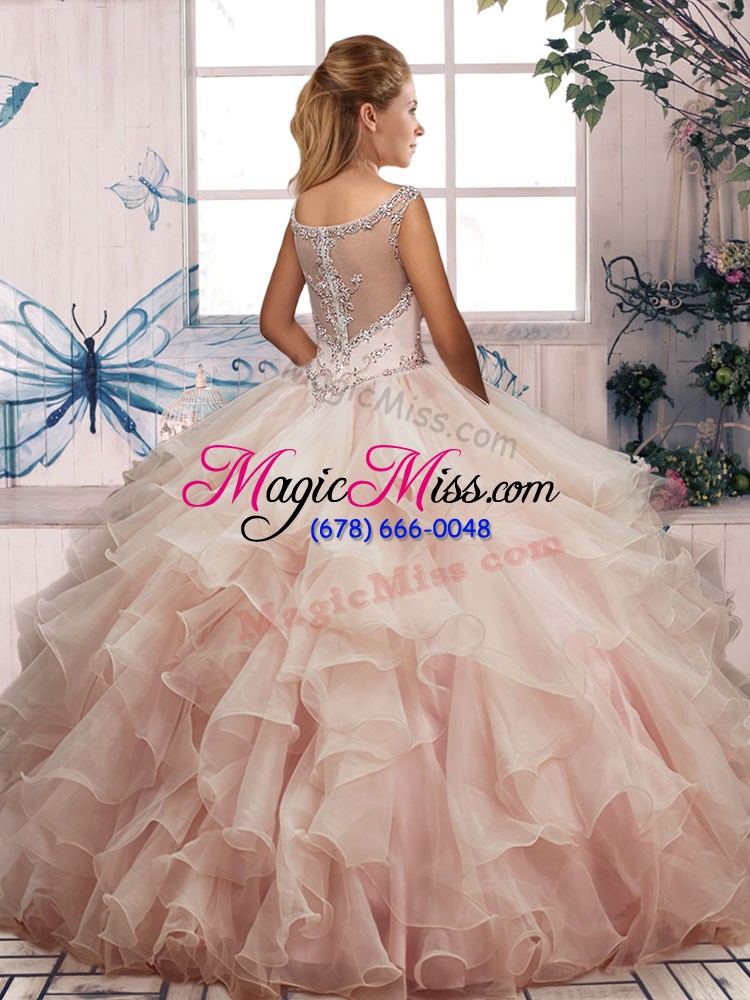 wholesale olive green ball gowns scoop sleeveless organza floor length zipper beading and ruffles 15 quinceanera dress