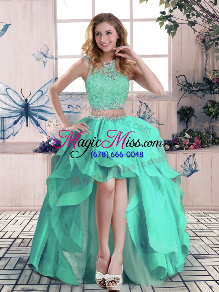 wholesale suitable turquoise scoop zipper beading and ruffles vestidos de quinceanera sleeveless