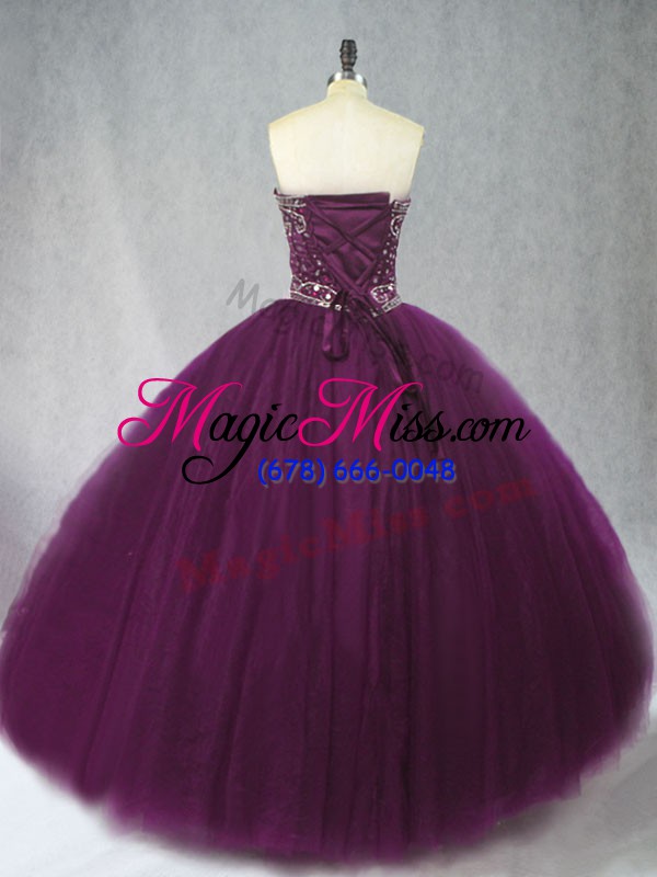 wholesale dramatic tulle sleeveless floor length quince ball gowns and beading