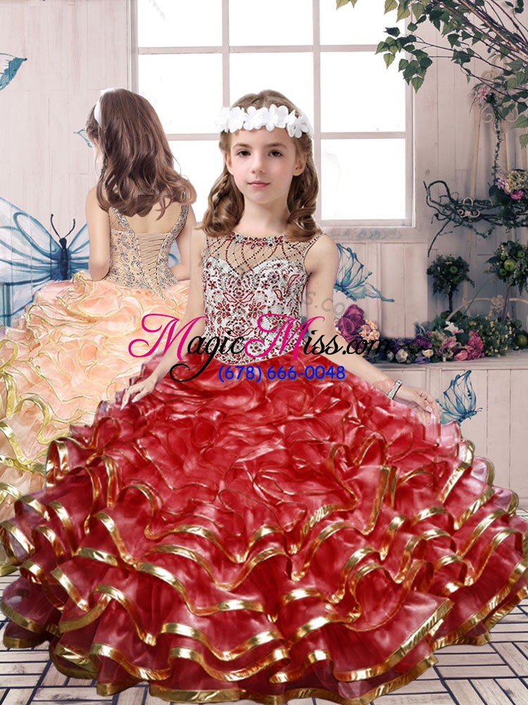 wholesale designer scoop sleeveless organza sweet 16 dresses beading and ruffles lace up