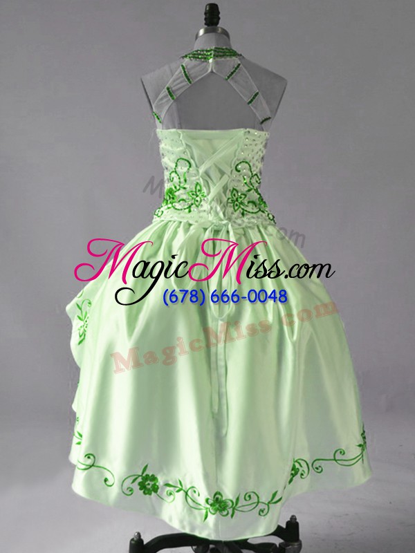 wholesale high class sleeveless embroidery and ruffles lace up junior homecoming dress