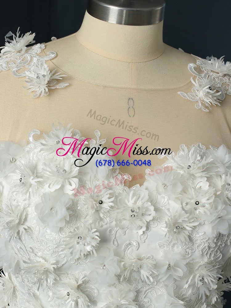 wholesale 3 4 length sleeve court train lace and appliques lace up wedding gown