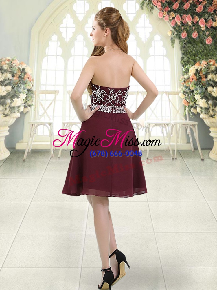 wholesale cheap chiffon sleeveless knee length prom gown and beading