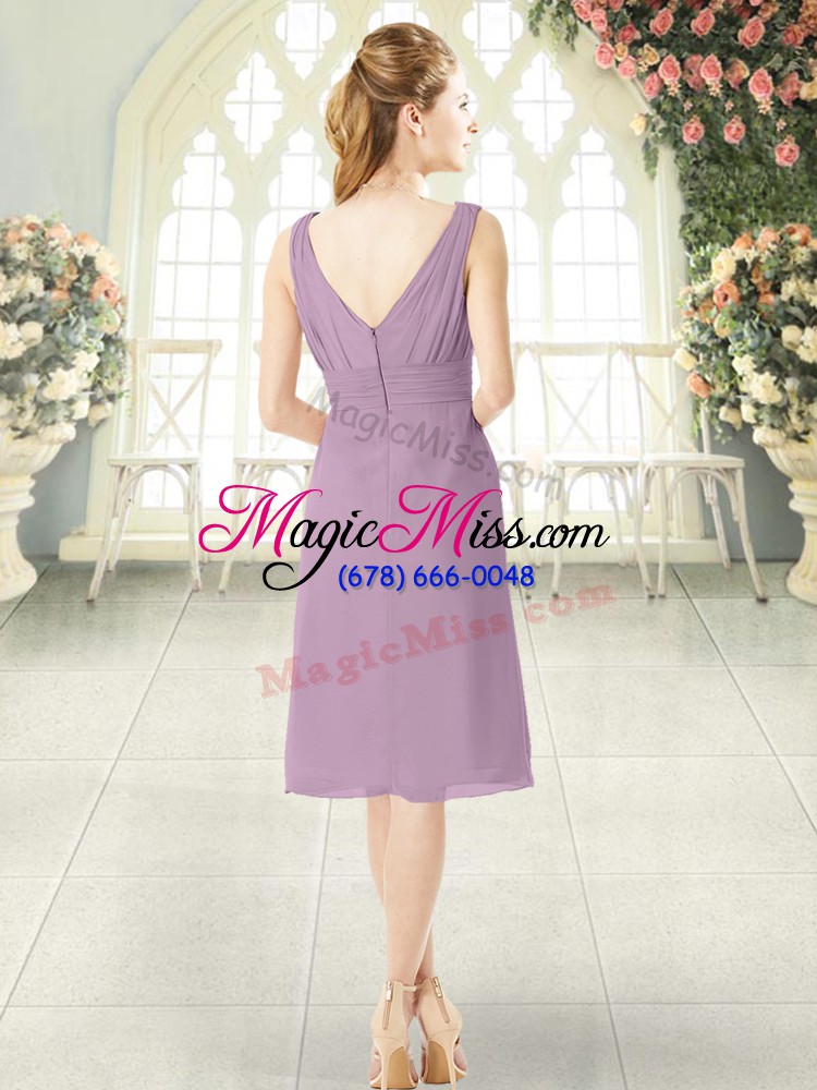 wholesale knee length empire sleeveless purple prom evening gown zipper