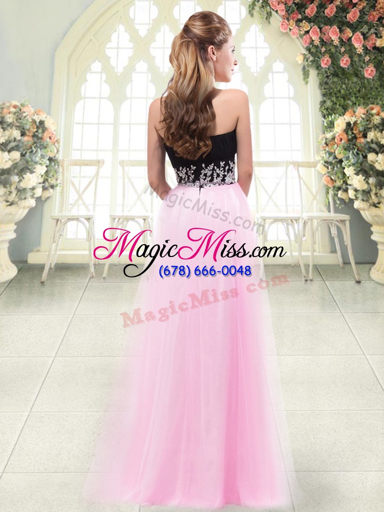 wholesale rose pink zipper sweetheart appliques formal evening gowns tulle sleeveless