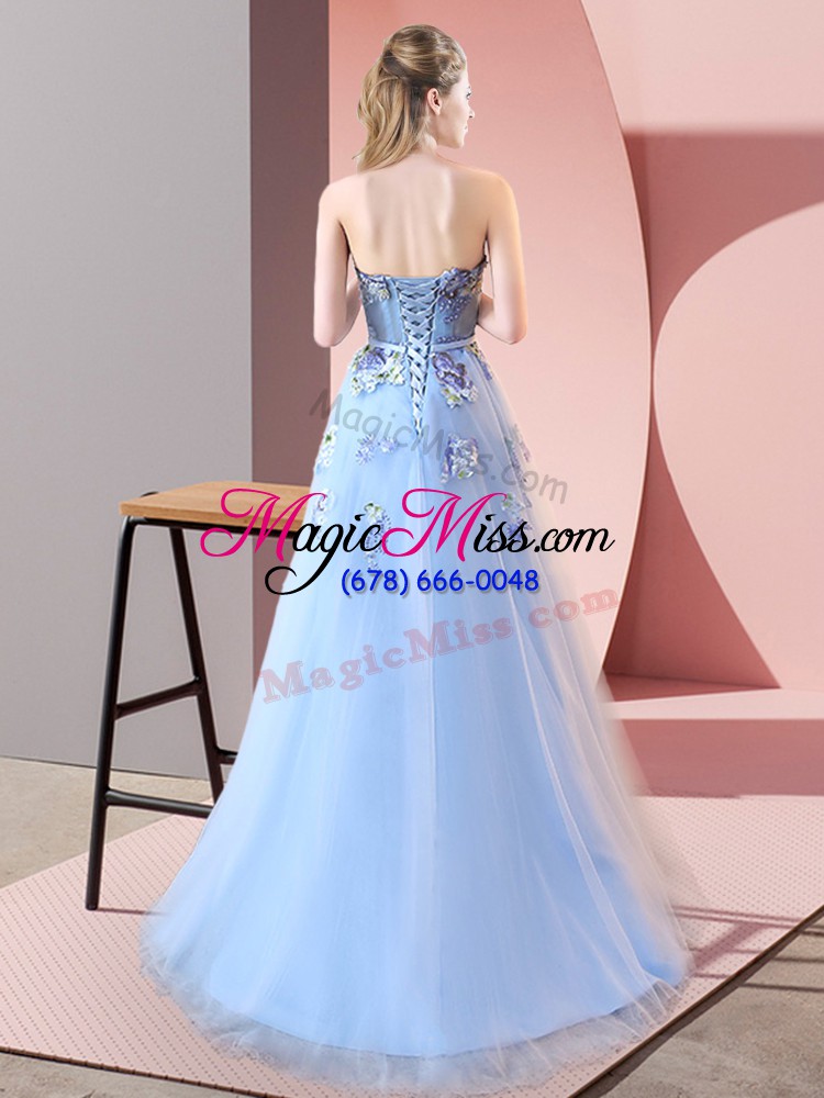 wholesale spectacular sleeveless appliques lace up evening dress