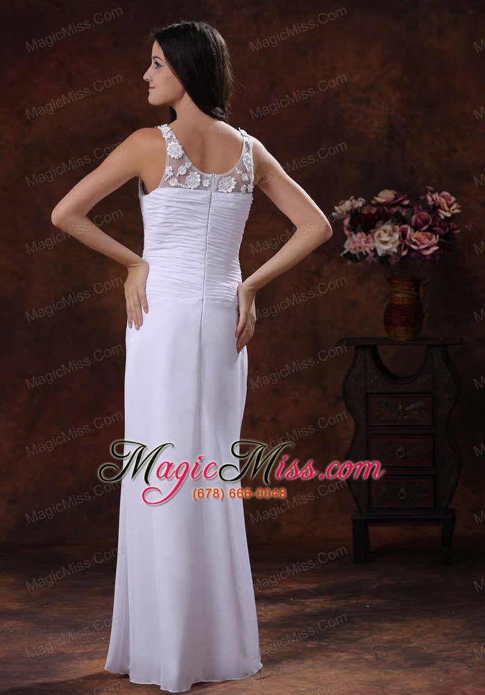 wholesale tombstone arizona wedding dress with white v-neck chiffon appliques decorate