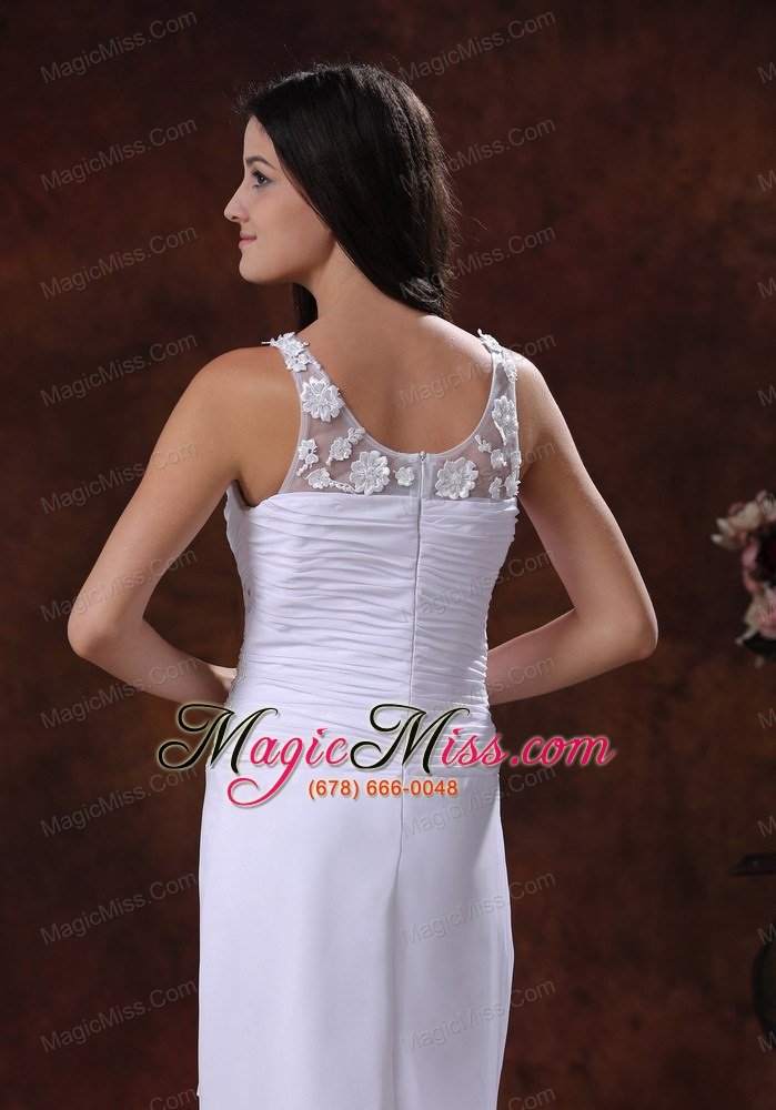 wholesale tombstone arizona wedding dress with white v-neck chiffon appliques decorate