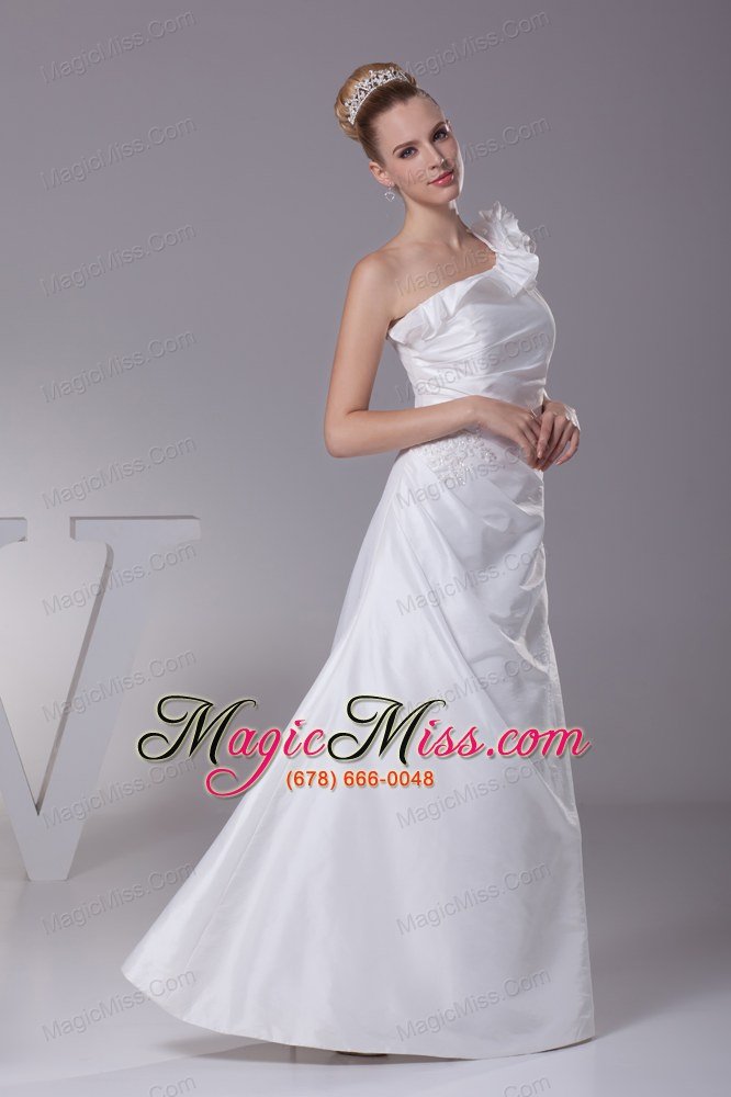 wholesale hand made flower one shoulder column long wedding dress