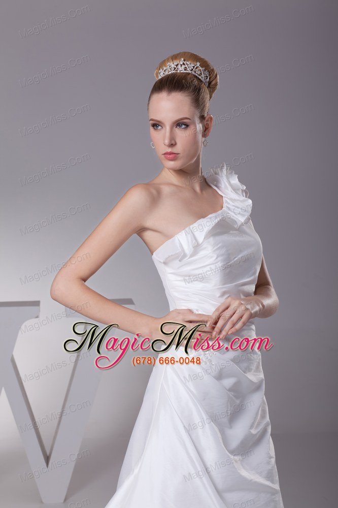 wholesale hand made flower one shoulder column long wedding dress