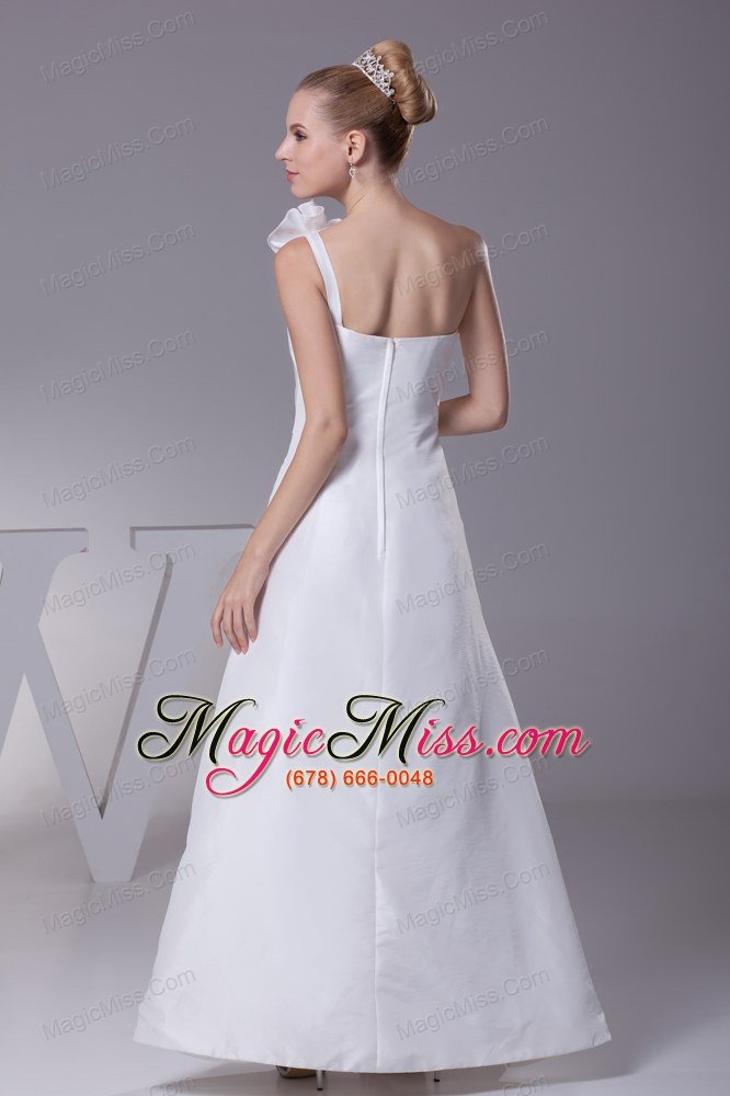 wholesale hand made flower one shoulder column long wedding dress