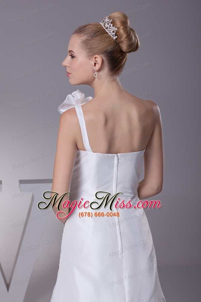 wholesale hand made flower one shoulder column long wedding dress