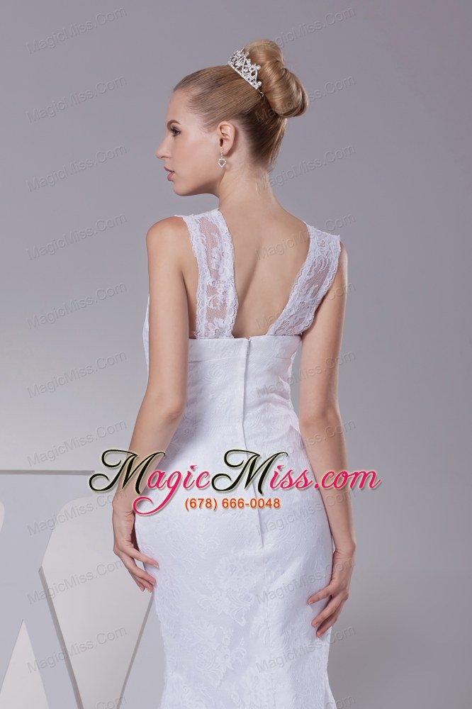 wholesale mermaid v-neck high slit brush train wedding dress