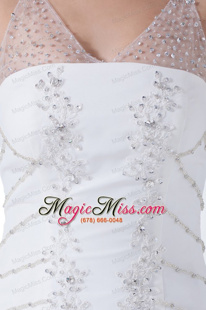 wholesale column v-neck appliques chiffon wedding dress