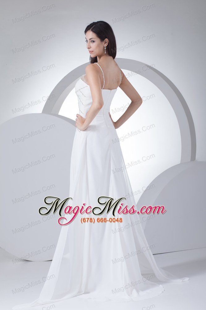 wholesale column v-neck appliques chiffon wedding dress