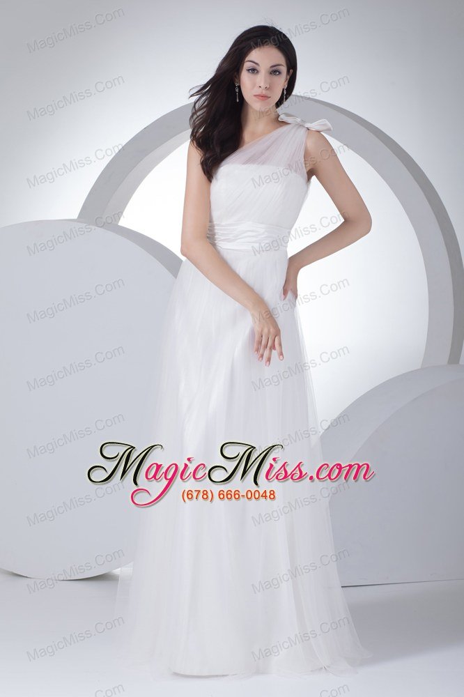 wholesale empire one shoulder ruching bow wedding dress