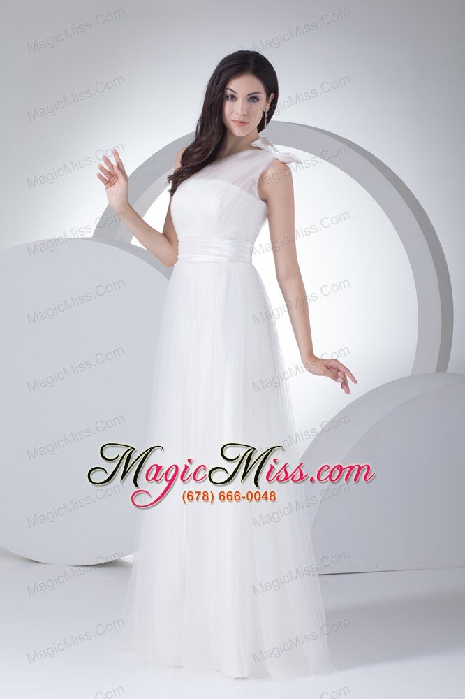 wholesale empire one shoulder ruching bow wedding dress