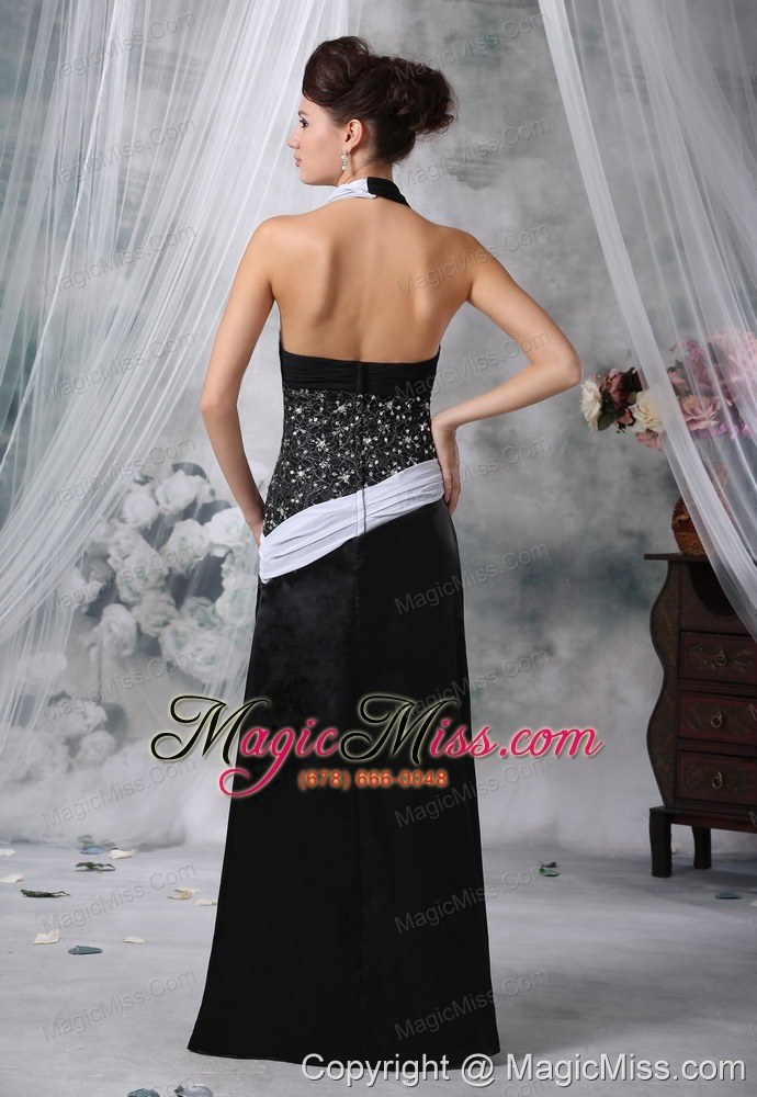 wholesale forest city iowa halter beaded decorate wasit chiffon and satin white and black floor-length for 2013 prom / evening dress