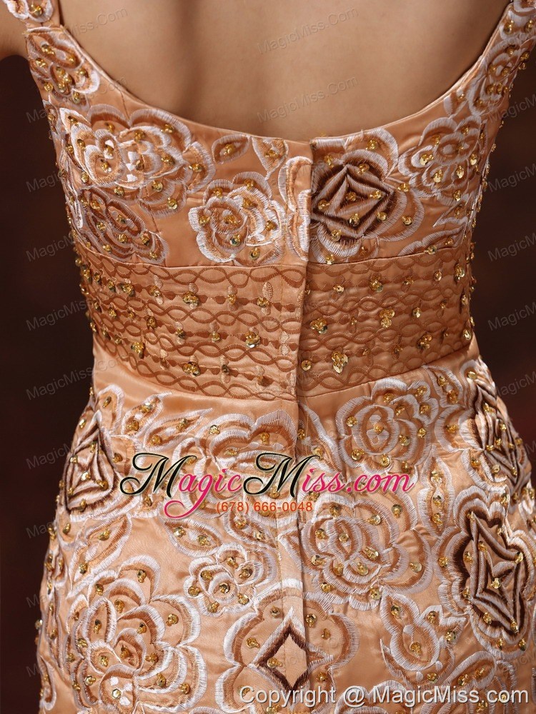 wholesale brown embroidery square 2013 prom dress with organza in puerto