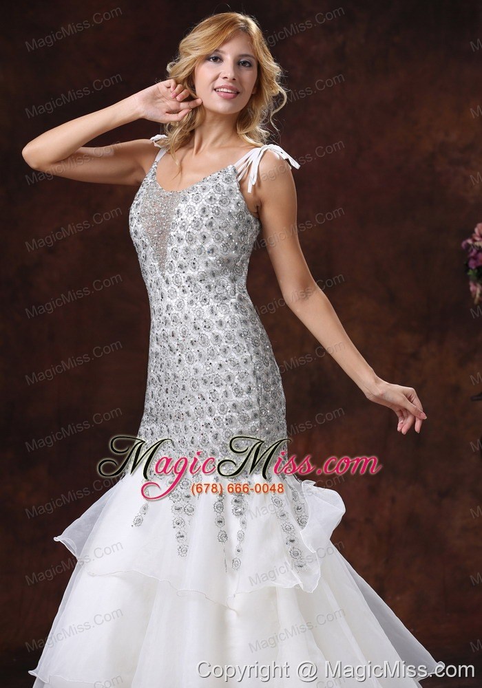 wholesale unique memraid straps lace prom dress with ruffled layers for custom made