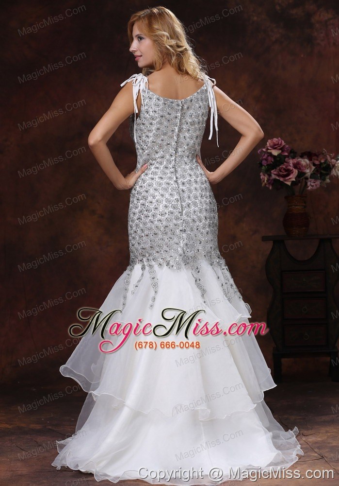 wholesale unique memraid straps lace prom dress with ruffled layers for custom made