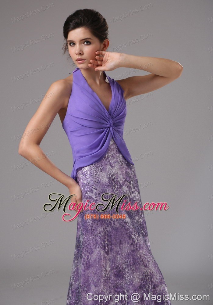 wholesale purrple custom made halter ruched bodice for rrom dress in california