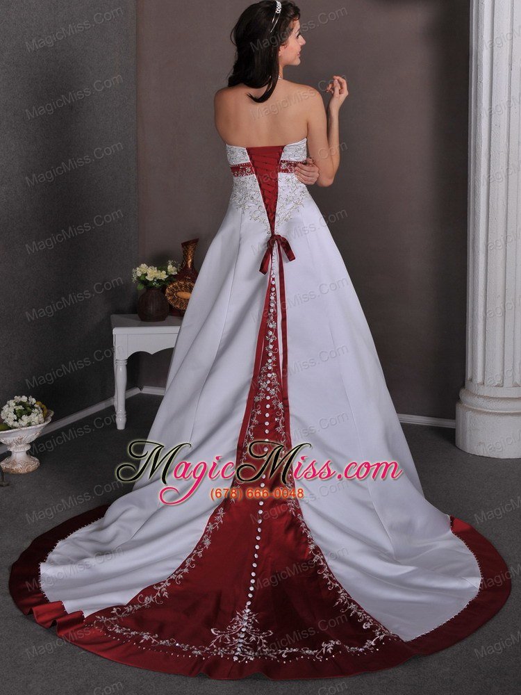 wholesale luxurious a-line halter chapel train satin appliques with beading wedding dress