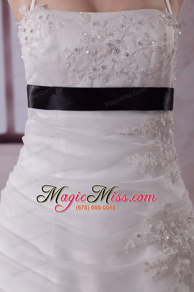 wholesale appliques halter brush train a-line wedding dress in white