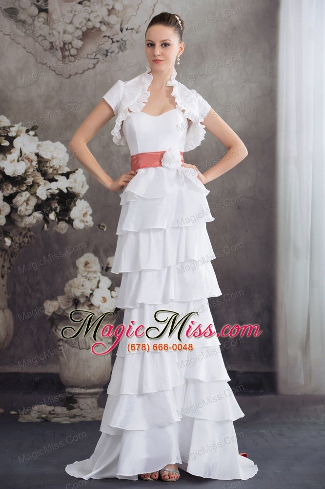 wholesale sweetheart hand made flowers wedding dress with ruffled layers