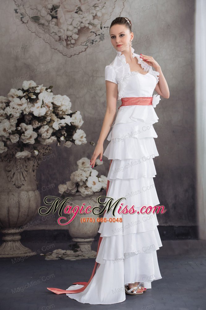 wholesale sweetheart hand made flowers wedding dress with ruffled layers