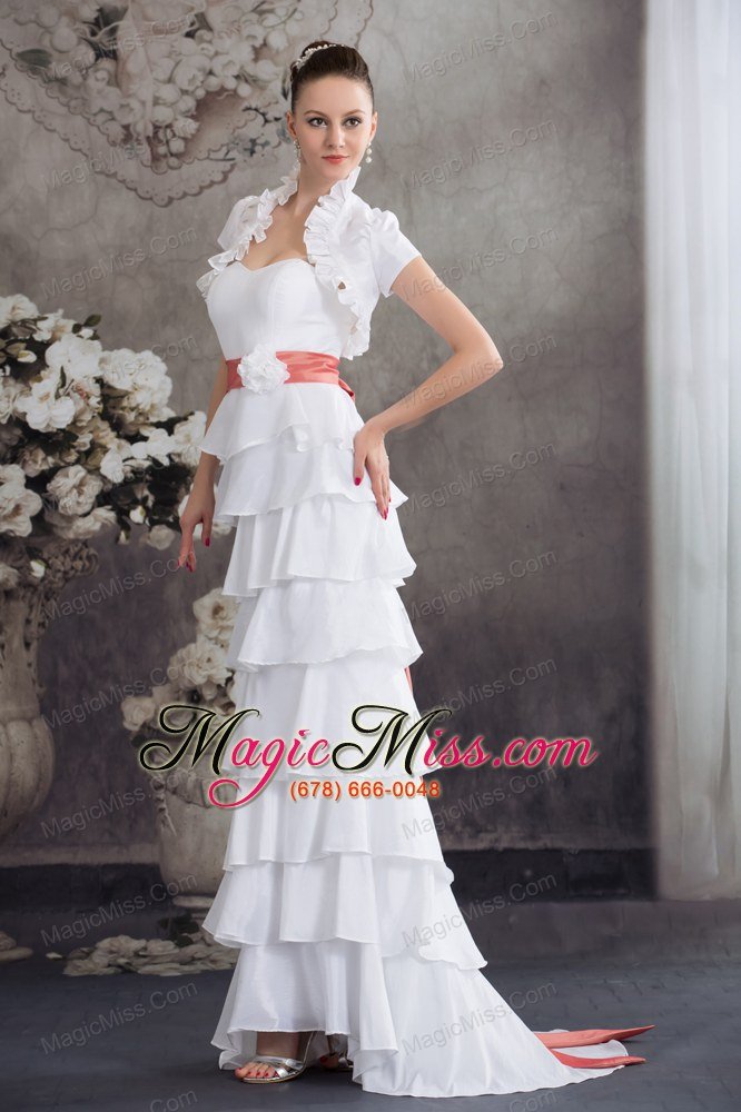 wholesale sweetheart hand made flowers wedding dress with ruffled layers