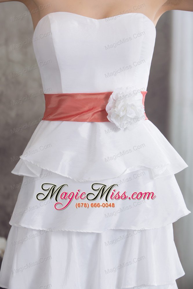 wholesale sweetheart hand made flowers wedding dress with ruffled layers