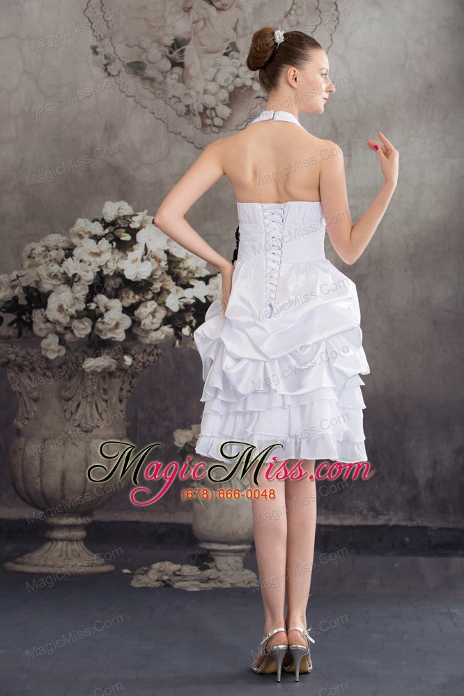 wholesale black hand made flowers halter top princess short wedding dress