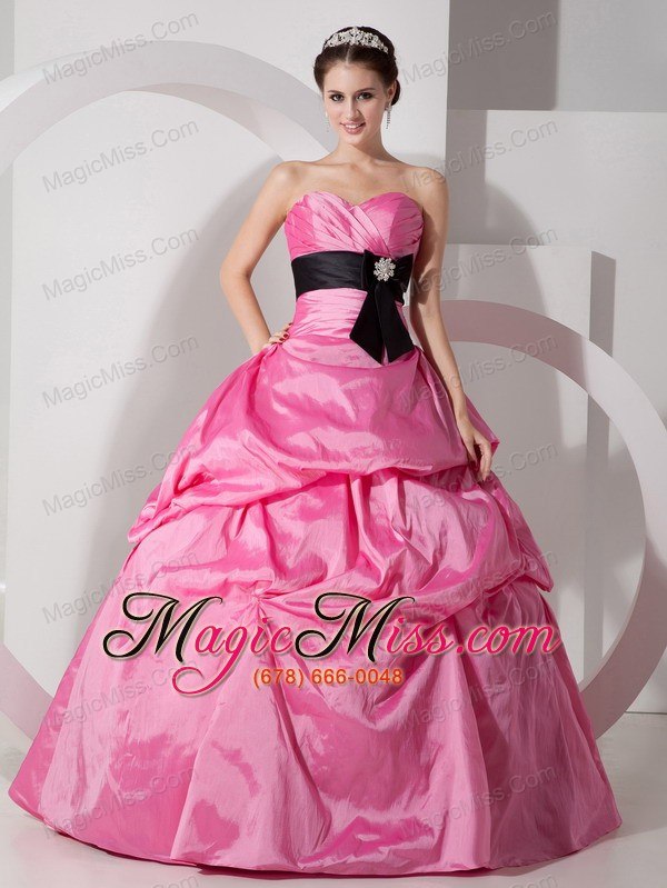 wholesale hot pink ball gown sweetheart floor-length taffeta sash quinceanea dress
