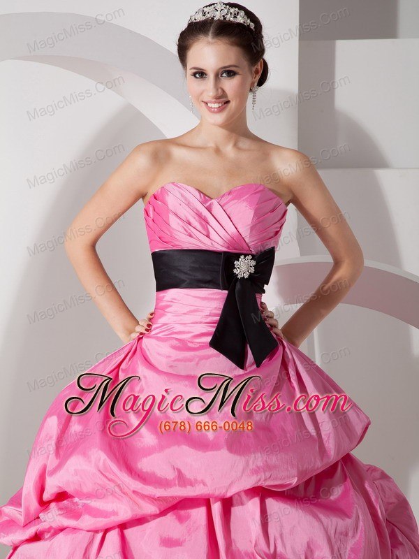 wholesale hot pink ball gown sweetheart floor-length taffeta sash quinceanea dress