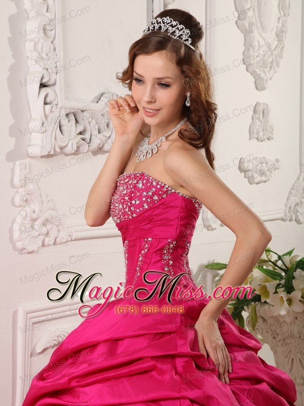 wholesale red ball gown strapless floor-length taffeta beading quinceanera dress