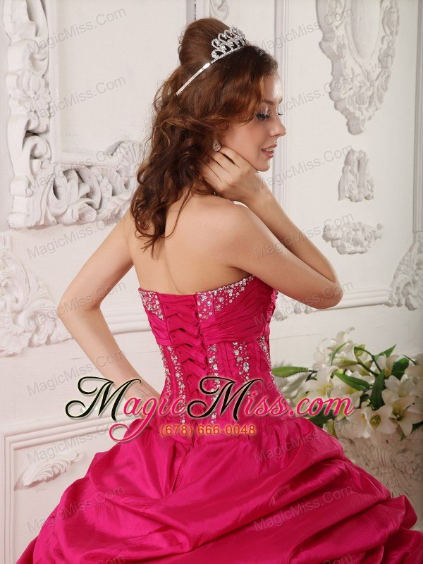 wholesale red ball gown strapless floor-length taffeta beading quinceanera dress