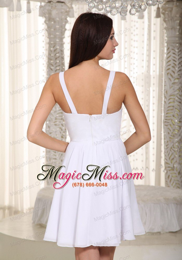 wholesale white empire straps mini-length chiffon beading prom dress