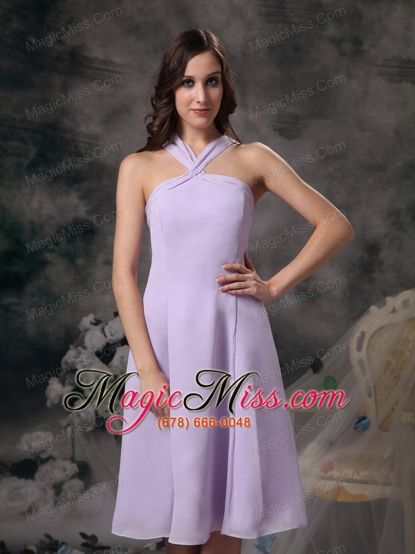 wholesale lilac empire v-neck mini-length chiffon prom / homecoming dress