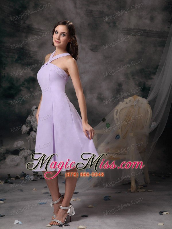 wholesale lilac empire v-neck mini-length chiffon prom / homecoming dress