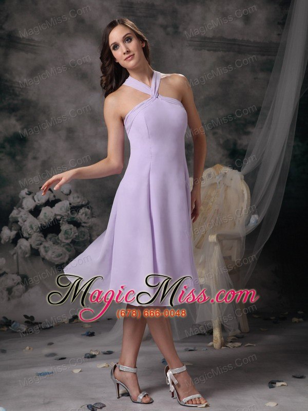 wholesale lilac empire v-neck mini-length chiffon prom / homecoming dress