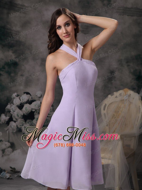 wholesale lilac empire v-neck mini-length chiffon prom / homecoming dress