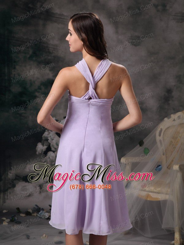 wholesale lilac empire v-neck mini-length chiffon prom / homecoming dress