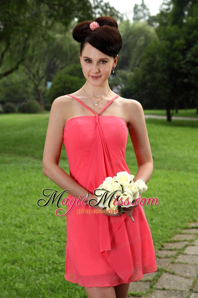 wholesale coral red empire straps mini-length chiffon prom / homecoming dress