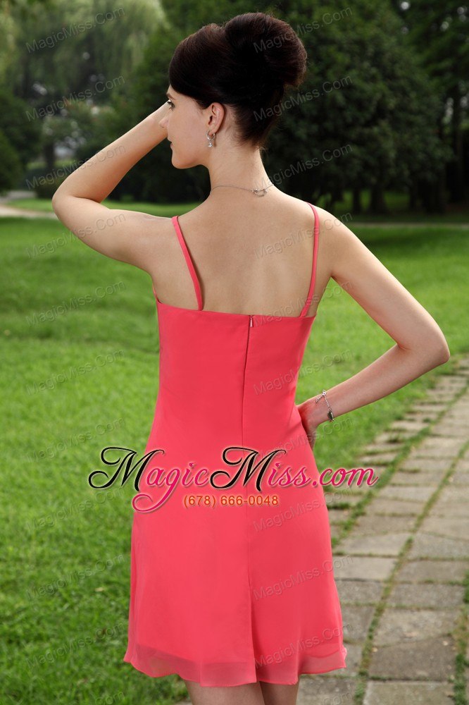 wholesale coral red empire straps mini-length chiffon prom / homecoming dress