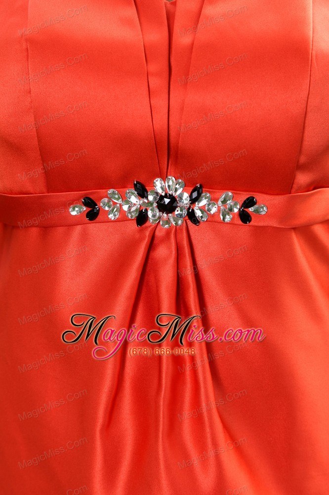 wholesale orange a-line straps tea-length taffeta beading prom dress