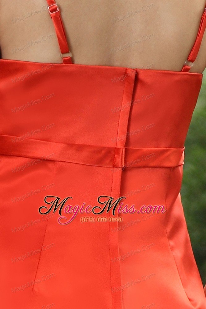 wholesale orange a-line straps tea-length taffeta beading prom dress