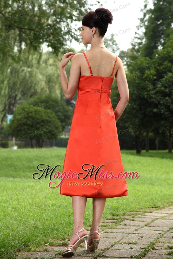 wholesale orange a-line straps tea-length taffeta beading prom dress