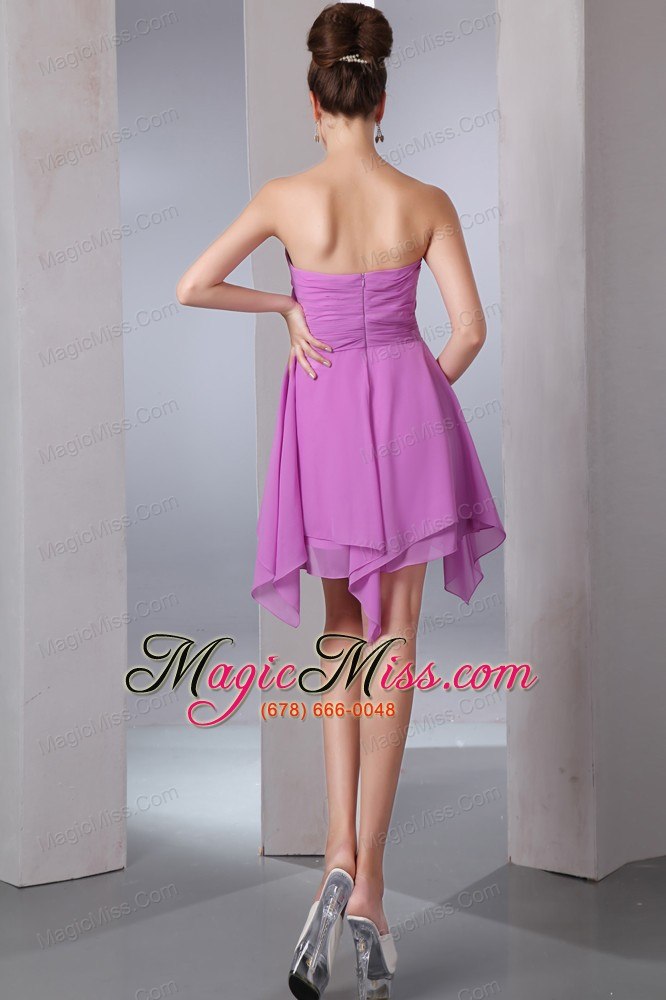 wholesale lavender empire sweetheart asymmetrical chiffon bow prom dress