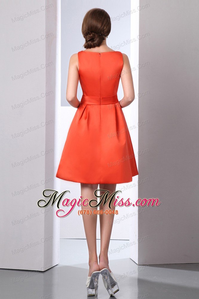 wholesale orange red a-line bateau mini-length taffeta beading prom dress